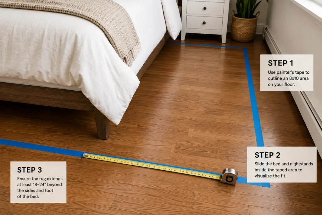 bedroom rug size guide placement diagram for twin full queen and king beds