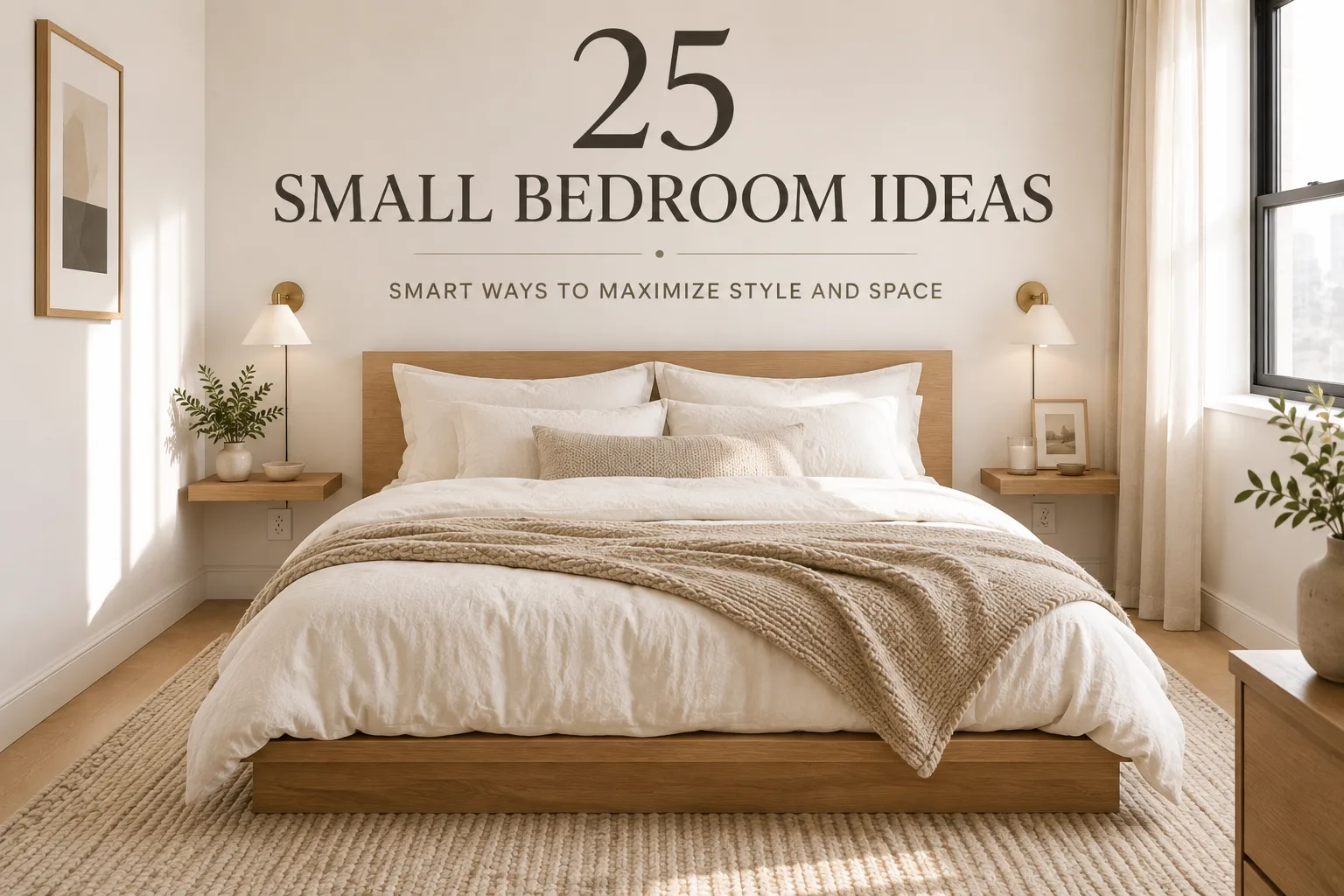 small bedroom ideas layout diagram with floating nightstands and low profile bed