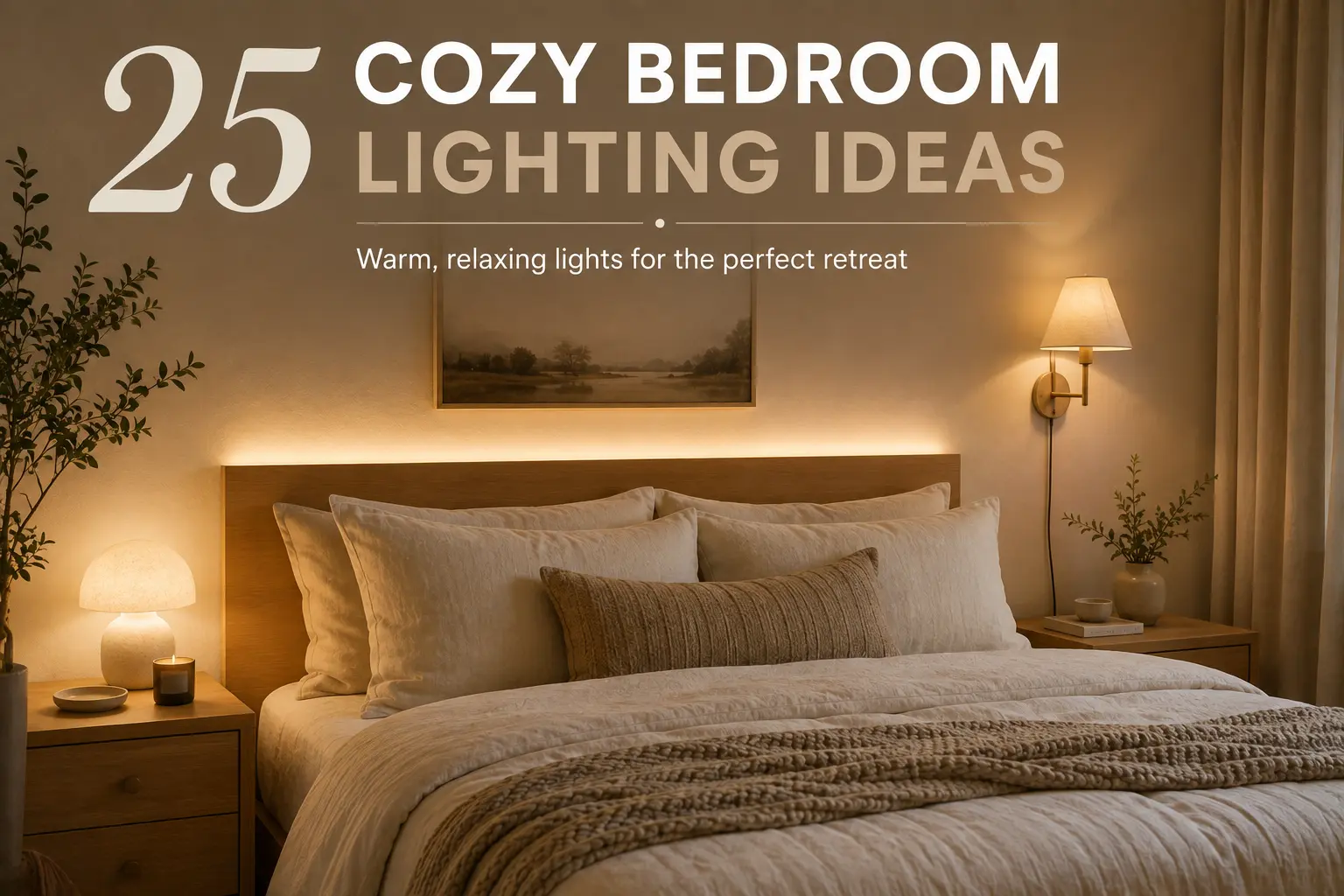 cozy bedroom lighting ideas layout diagram with warm sconces and ambient lighting