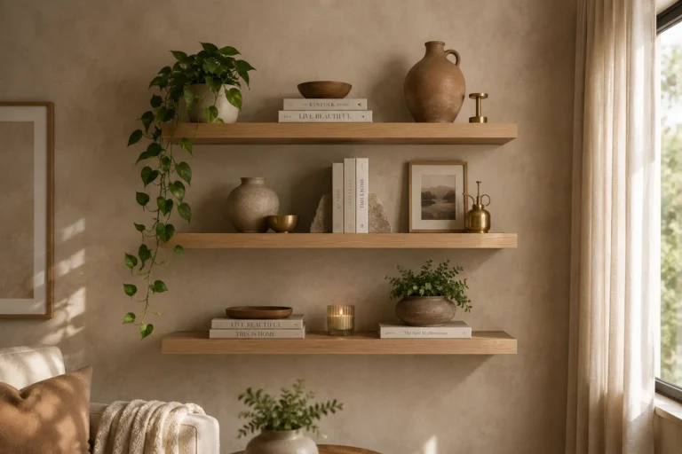 living room wall shelf decor ideas