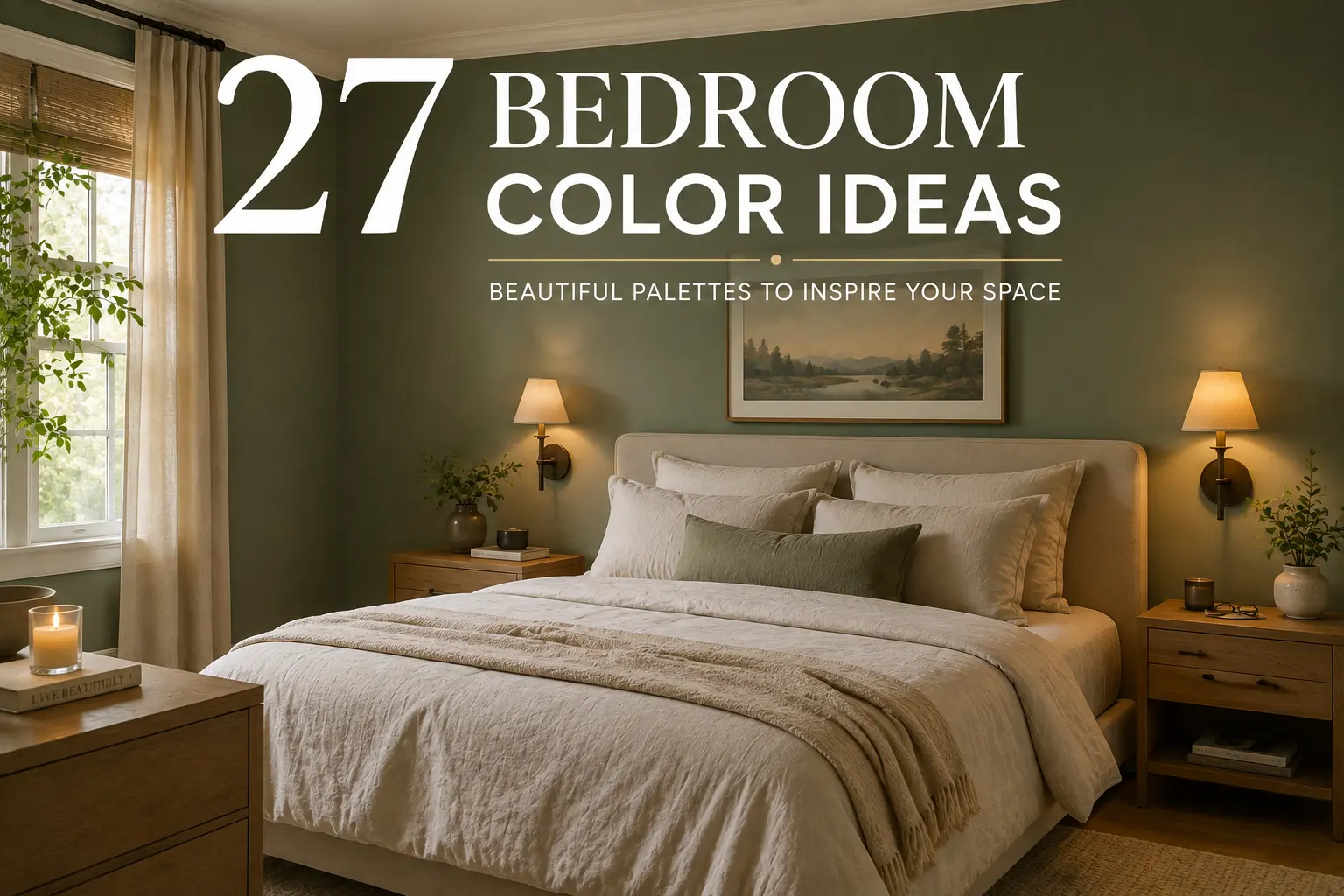 bedroom color ideas palette guide with sage green walls and neutral bedding
